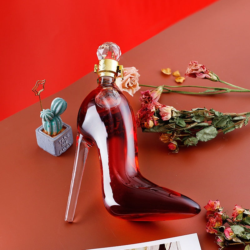 350ML High Heels Shape Decanter Luxurious Crystal Red Wine Brandy Champagne Glasses Decanter Bottle Bar Nightclub Drinking