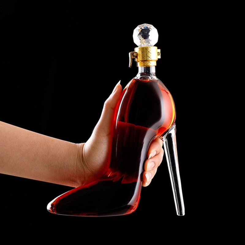 350ML High Heels Shape Decanter Luxurious Crystal Red Wine Brandy Champagne Glasses Decanter Bottle Bar Nightclub Drinking