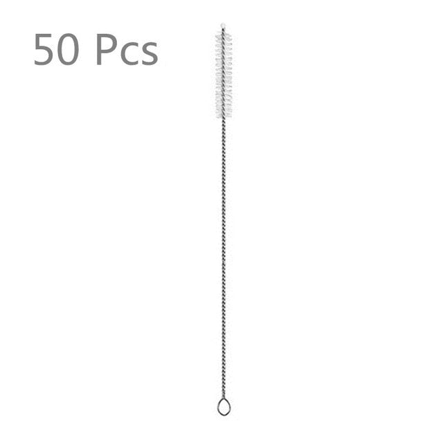 50pcs/set Eco Friendly Metal Straw Reusable Wholesale Stainless Steel Drinking Tubes 215mm*6mm Straight Bent Straws For beer