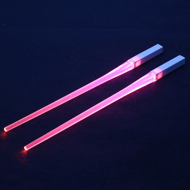 Creative 1 Pair LED Lightsaber Chopsticks Light Up Durable Lightweight Kitchen Dinning Room Party Portable Food Safe Tableware