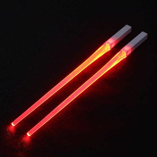 Creative 1 Pair LED Lightsaber Chopsticks Light Up Durable Lightweight Kitchen Dinning Room Party Portable Food Safe Tableware