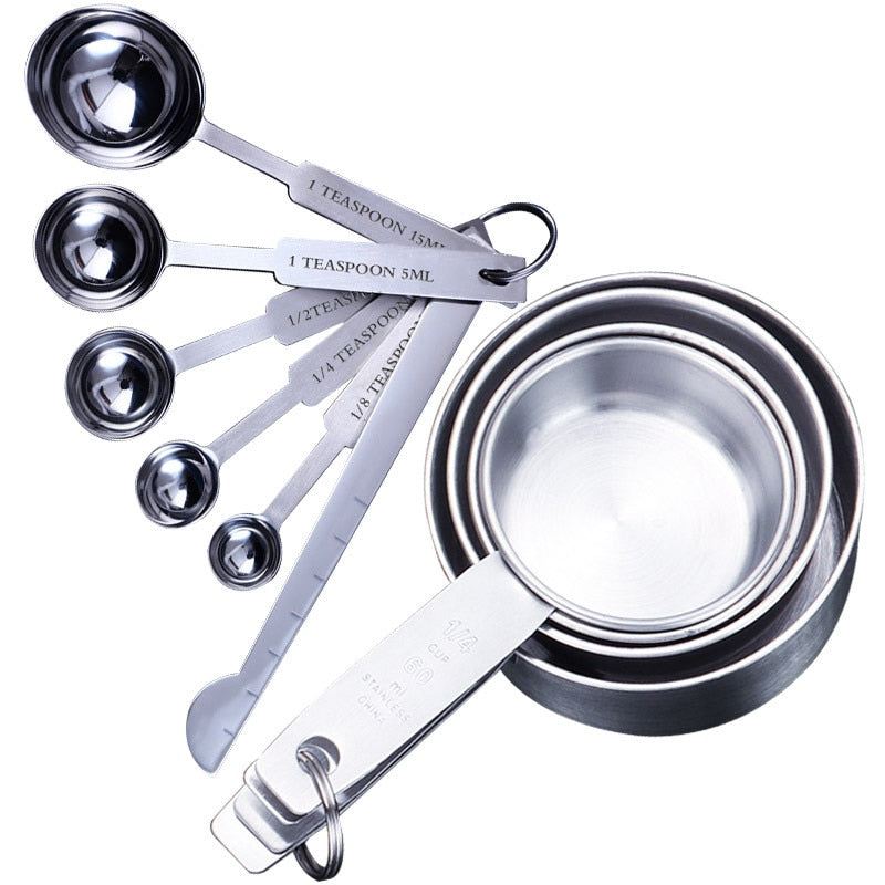 UPORS 8/10Pcs Stainless Steel Measuring Cups and Spoons Set