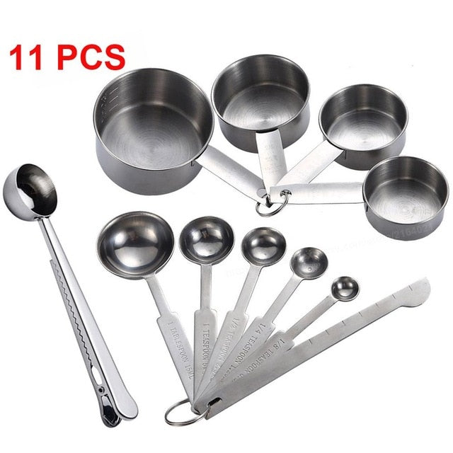 UPORS 8/10Pcs Stainless Steel Measuring Cups and Spoons Set