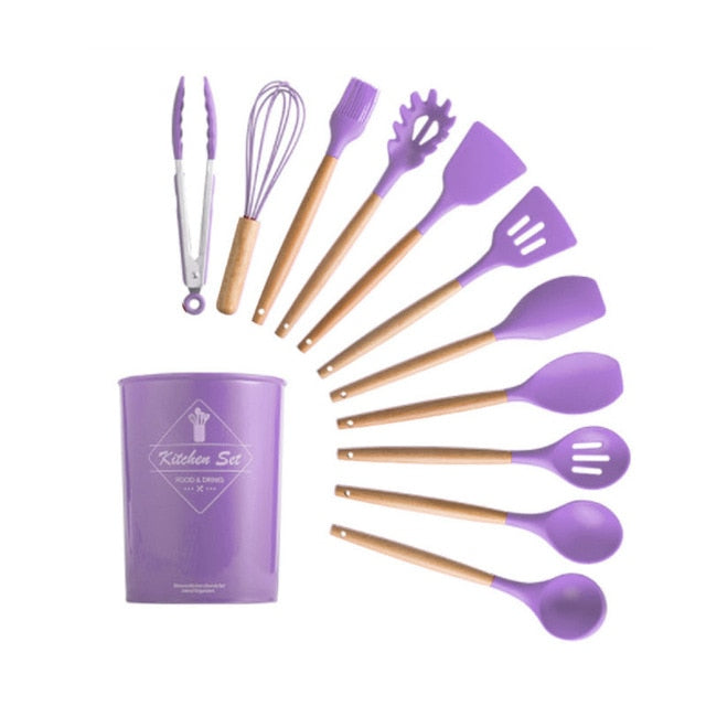 Silicone Kitchenware Cooking Utensils Set Heat Resistant Kitchen Non-Stick