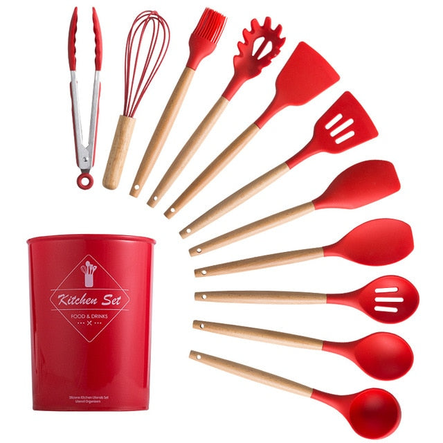 Silicone Kitchenware Cooking Utensils Set Heat Resistant Kitchen Non-Stick