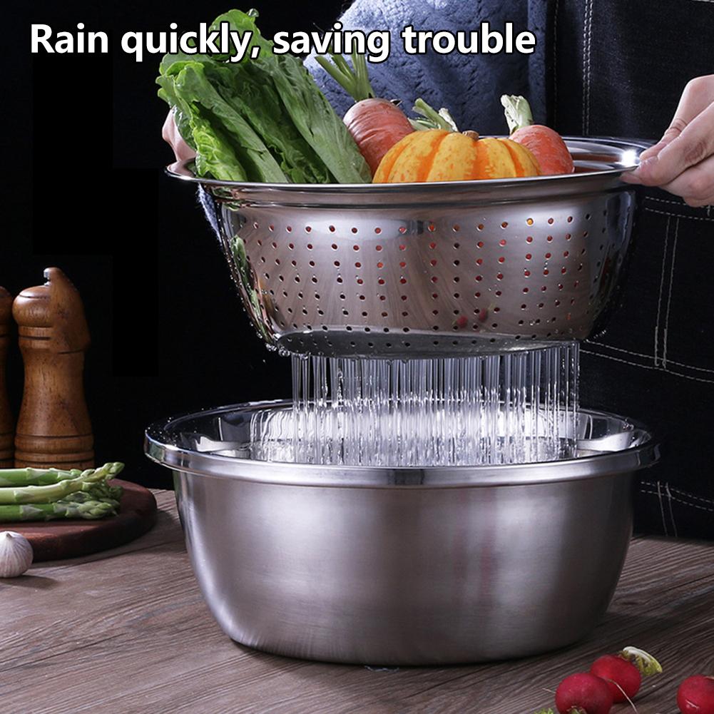 3PCS/Set Kitchen Graters Cheese Grater With Stainless Steel Drain Basin For Vegetables Fruits Salad