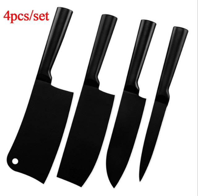 Kichen Knife Set of 4 - Stainless Steel Chef Santoku Utility Chopping Boning Cleaver Knives Meat Fruit Vegetable Household Tools