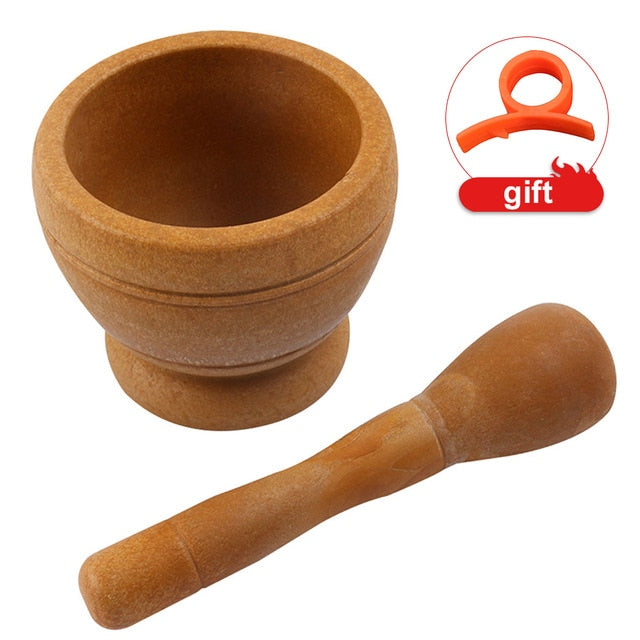 Mortar Pound Garlic Pestle Spice Crusher Resin Bowl Tough Foods Pepper Ginger Herbs Garlic Grinder Spices Tool Free Fruit Peeler