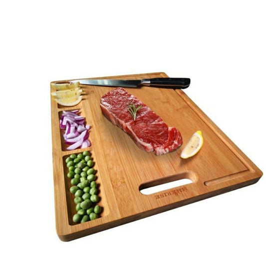 Acacia Wood Cutting Board for Kitchen, Cheese Charcuterie Board with 4 Built-in Compartments