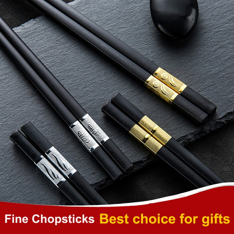 1 Pair Chinese style chopsticks tableware food stick  alloy  Catering utensils sushi sticks Non-slip Household Kitchen Utensils