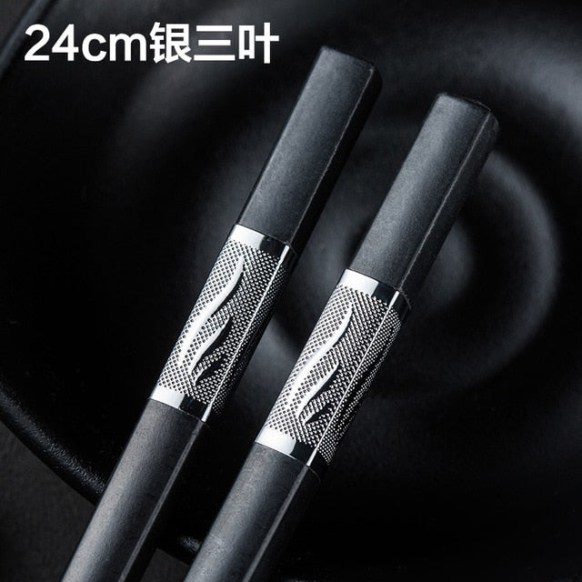 1 Pair Chinese style chopsticks tableware food stick  alloy  Catering utensils sushi sticks Non-slip Household Kitchen Utensils