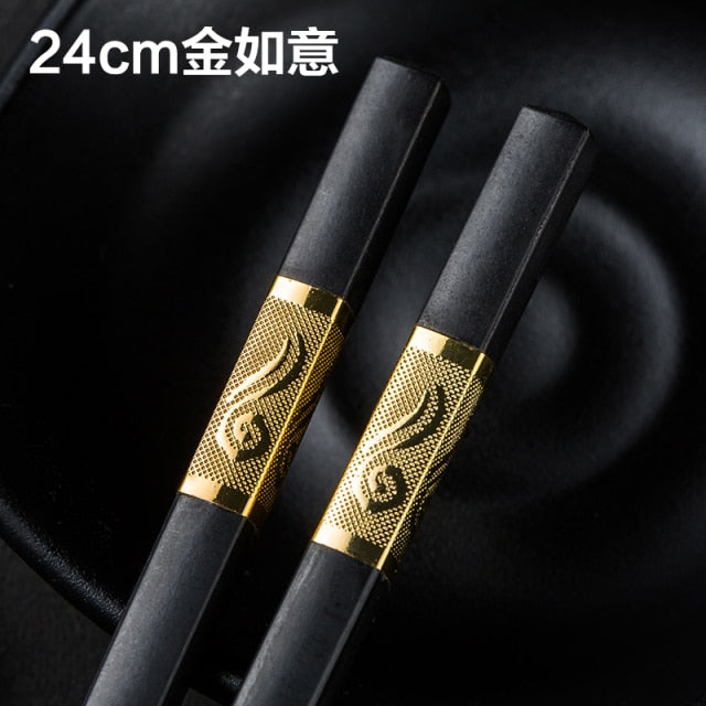 1 Pair Chinese style chopsticks tableware food stick  alloy  Catering utensils sushi sticks Non-slip Household Kitchen Utensils