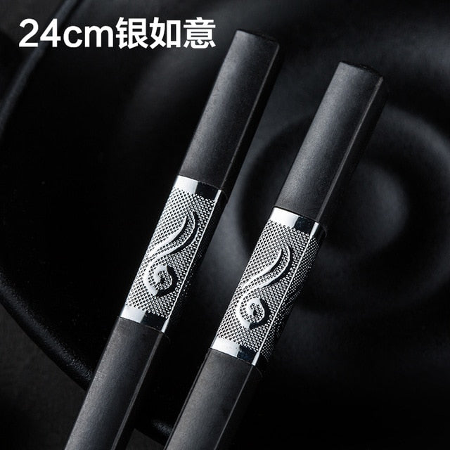 1 Pair Chinese style chopsticks tableware food stick  alloy  Catering utensils sushi sticks Non-slip Household Kitchen Utensils