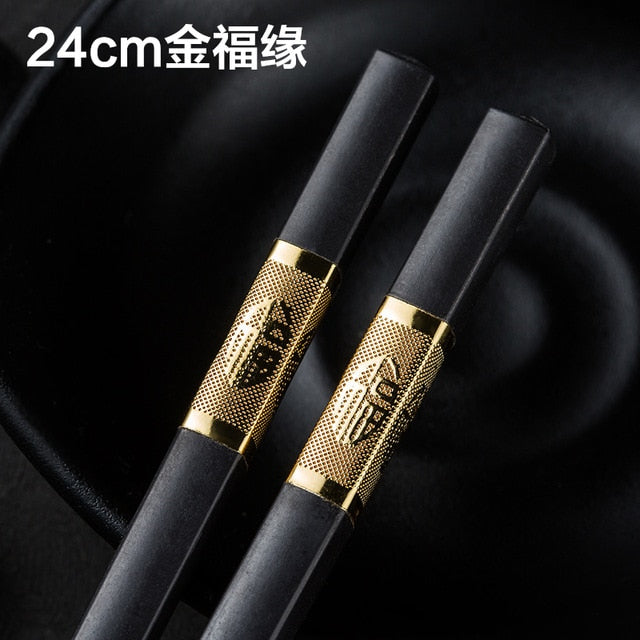 1 Pair Chinese style chopsticks tableware food stick  alloy  Catering utensils sushi sticks Non-slip Household Kitchen Utensils