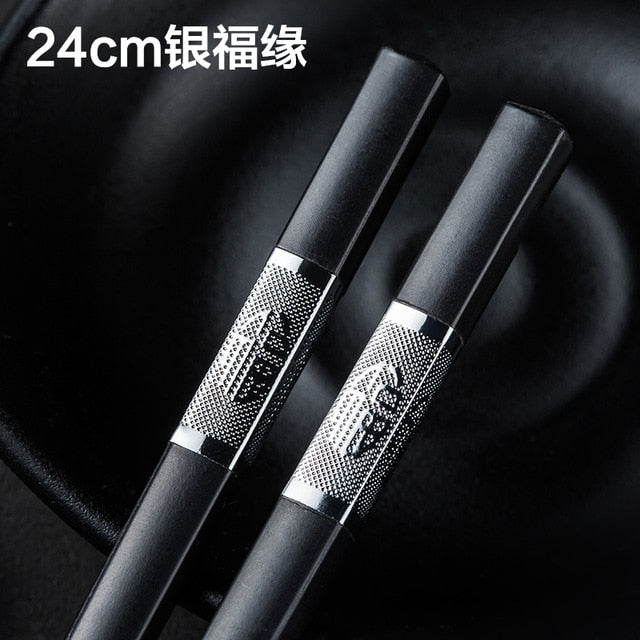 1 Pair Chinese style chopsticks tableware food stick  alloy  Catering utensils sushi sticks Non-slip Household Kitchen Utensils