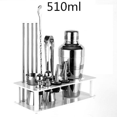 Cocktail Shaker Bar Set Plactic&Wood Holder Stainless Steel Copper Plated Cocktail Shaker Bartender browserKit Bars Set Tools