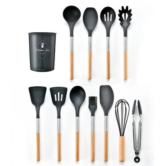 Silicone Kitchenware Cooking Utensils Set Heat Resistant Kitchen Non-Stick