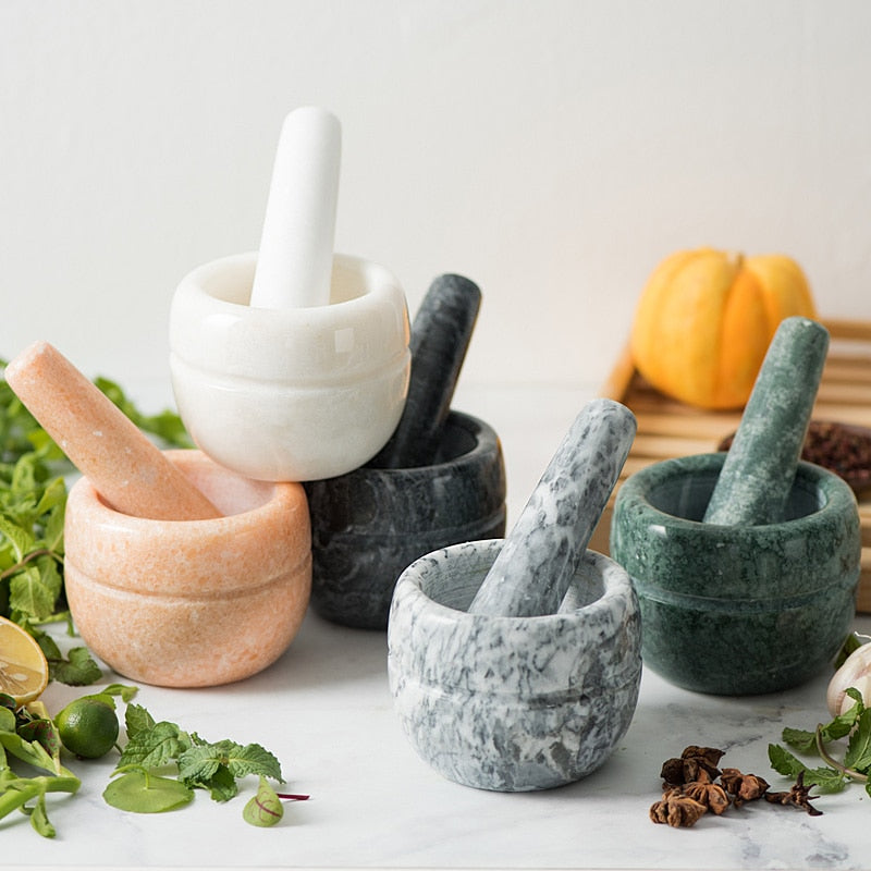 Natural Stone Durable Mortar Pestle Set Pepper Mill Garlic Crusher Pugging Pot Herbs Spice Grinder Powder Mill Kitchen MJ73001