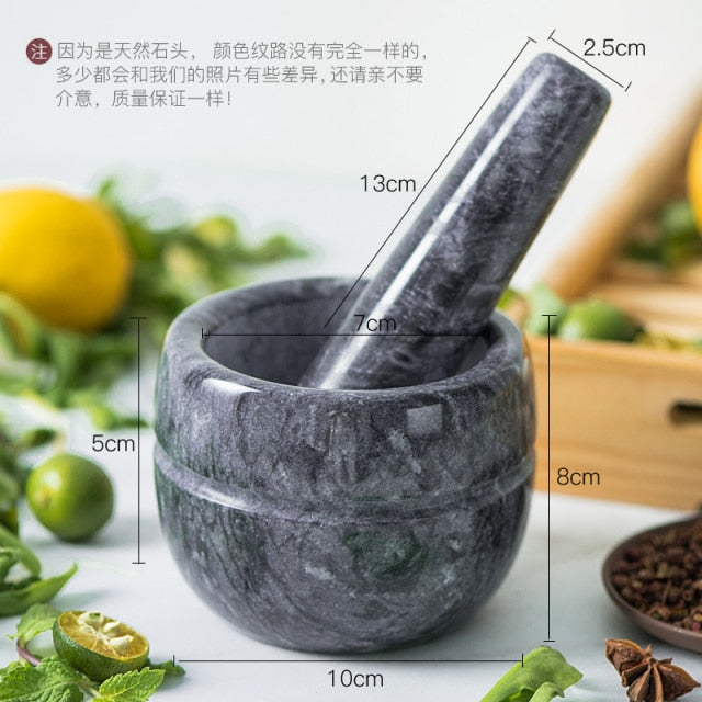 Natural Stone Durable Mortar Pestle Set Pepper Mill Garlic Crusher Pugging Pot Herbs Spice Grinder Powder Mill Kitchen MJ73001