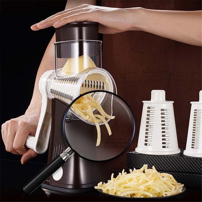 Mandolin Spiral Slicer Stainless Steel Shredder Multifunction Grater Hand Roller Vegetable Cutting Assistant