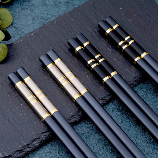 1 Pair Alloy Chopsticks Sushi Sticks Tableware Chinese Food Stick Catering Utensils Non-slip Household Kitchen Utensils