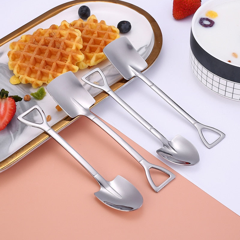 Stainless Steel Spade Spoon Creative Retro Dessert Spoons