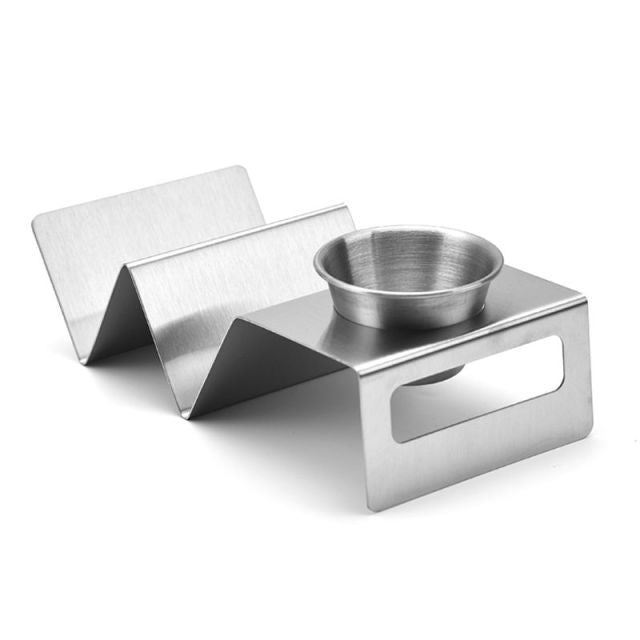 Taco Holder Stands Stainless Steel with Easy-Access Handle, Oven, Grill, and Dishwasher Safe, Smooth Edge