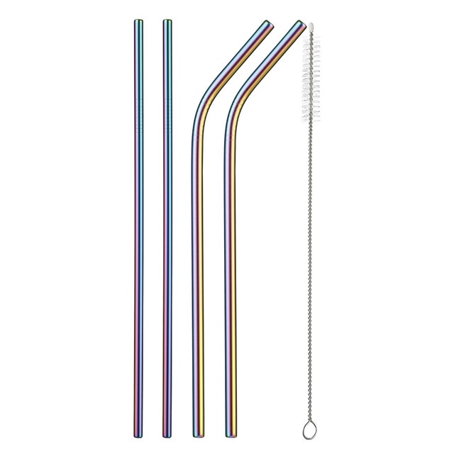 304 Stainless Steel Straw Reusable Metal Drinking Straws Set Wholesale With Cleaning Brush Party Bar Accessory Eco Friendly New