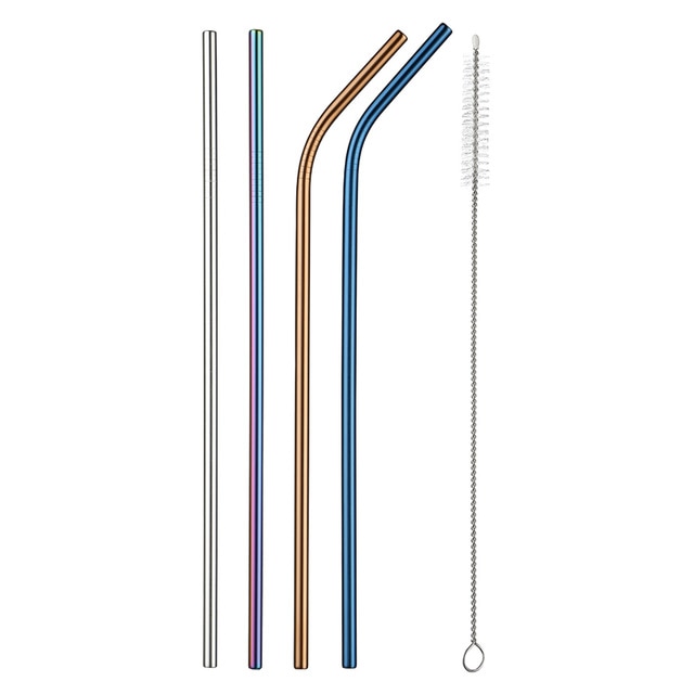 304 Stainless Steel Straw Reusable Metal Drinking Straws Set Wholesale With Cleaning Brush Party Bar Accessory Eco Friendly New