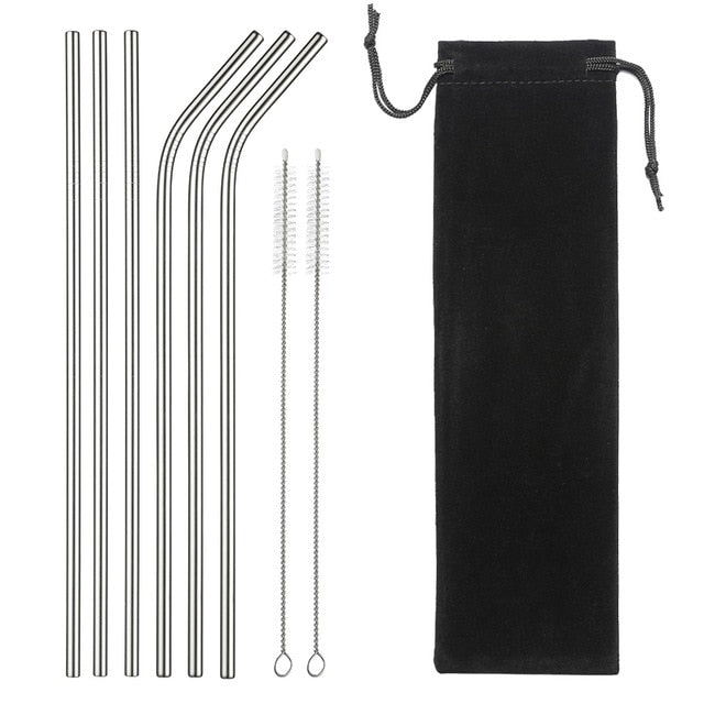 304 Stainless Steel Straw Reusable Metal Drinking Straws Set Wholesale With Cleaning Brush Party Bar Accessory Eco Friendly New